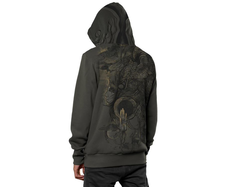 dark grey tribal psychedelic hoodie 